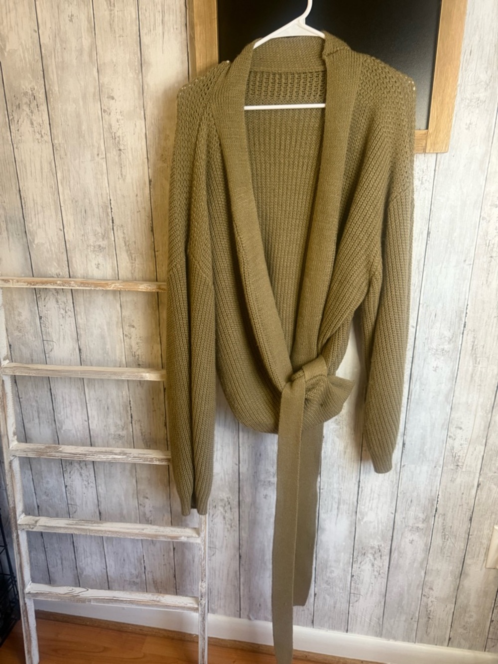 Cider Knit Solid Front Tie Cardigan Size 3XL (Runs Smaller) Light Brown